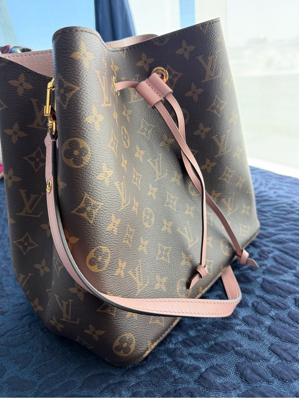 Louis Vuitton Brown Monogram Canvas Bucket Bag with Pink Trim - Picture 6 of 15